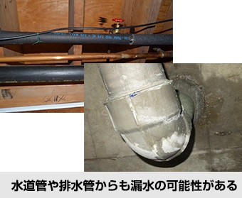 水道管や排水管からも漏水の可能性がある