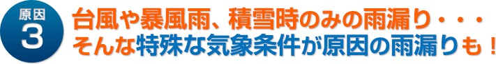 雨漏りの原因3:台風や暴風雨、積雪などの特殊な気象条件