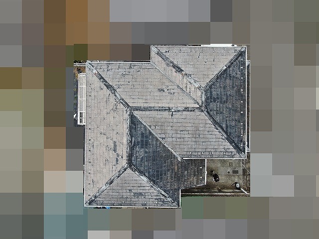 甲府市でコロニアル屋根の塗装ビフォーアフター（ドローン撮影）