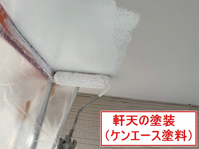 甲府市で軒天（屋根の裏の天井・ベランダの天井など）をケンエースで塗装して防カビ！