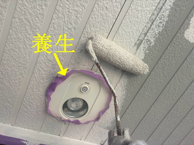 照明まわりの養生塗装