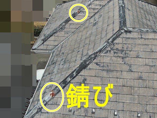 甲府市で錆び・変色（塗膜剥がれ）のある棟板金