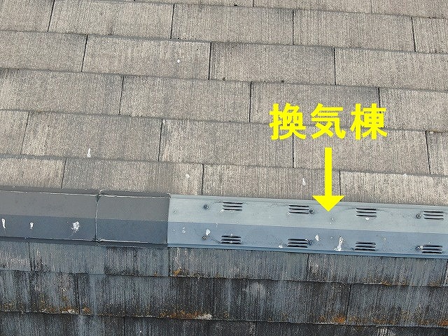 中巨摩郡昭和町で鳥のフンなどで汚れた板金・換気棟