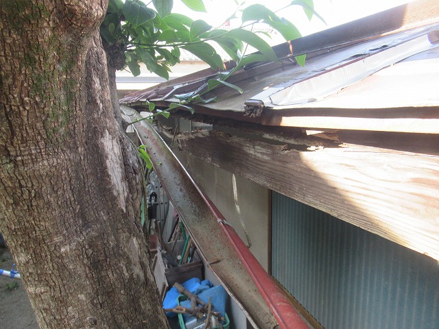 富士川町　雨樋破損・鼻隠し破損