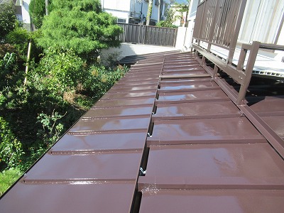 富士川町　瓦棒屋根　塗装工事　施工後　完成写真
