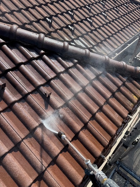 甲府市　屋根　高圧洗浄