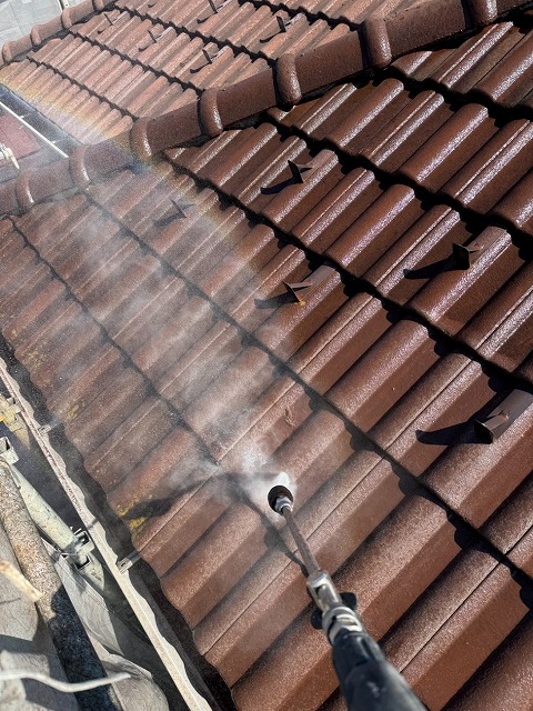 甲府市　屋根　高圧洗浄